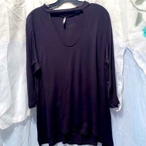 SPLASH JERSEY DEEP SCOOP NECK LNG SLV TOP SZ 1X